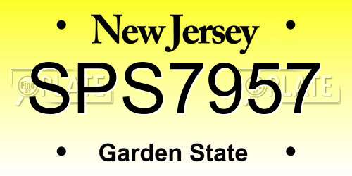 SPS7957 New Jersey License Plate