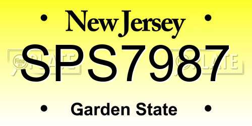 SPS7987 New Jersey License Plate