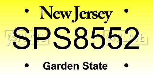 SPS8552 New Jersey License Plate