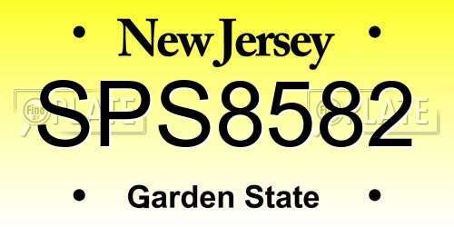 SPS8582 New Jersey License Plate