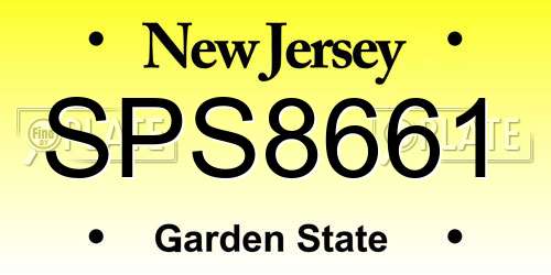 SPS8661 New Jersey License Plate