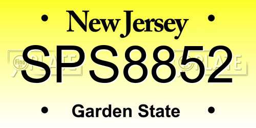 SPS8852 New Jersey License Plate