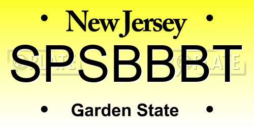 SPSBBBT New Jersey License Plate