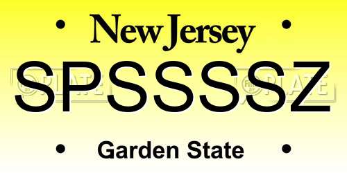 SPSSSSZ New Jersey License Plate