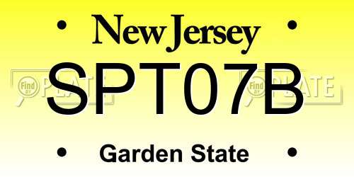 SPT07B New Jersey License Plate