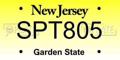 SPT805 New Jersey License Plate