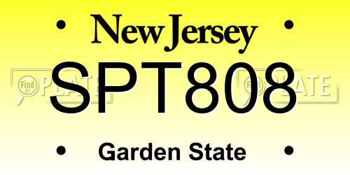 SPT808 New Jersey License Plate