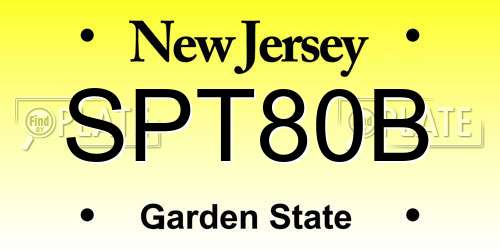 SPT80B New Jersey License Plate
