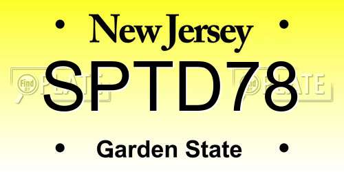 SPTD78 New Jersey License Plate