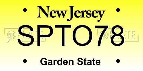 SPTO78 New Jersey License Plate