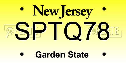 SPTQ78 New Jersey License Plate