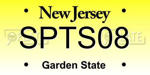 SPTS08 New Jersey License Plate