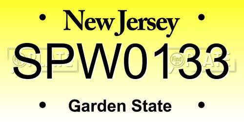 SPW0133 New Jersey License Plate