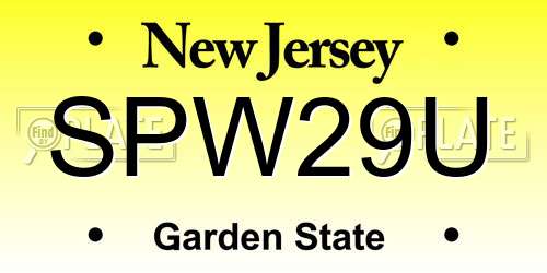 SPW29U New Jersey License Plate