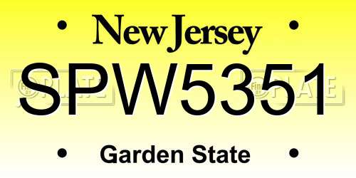 SPW5351 New Jersey License Plate