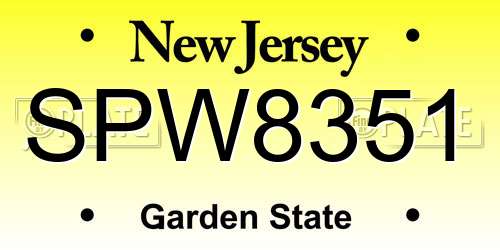 SPW8351 New Jersey License Plate