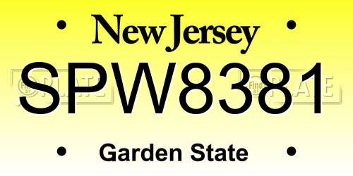 SPW8381 New Jersey License Plate