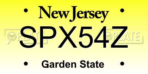 SPX54Z New Jersey License Plate
