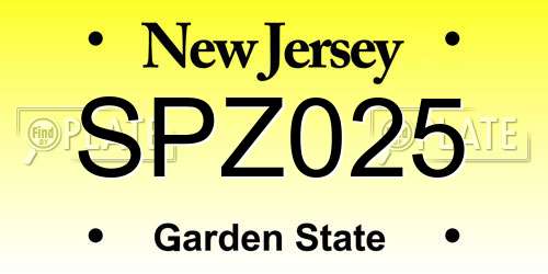 SPZ025 New Jersey License Plate