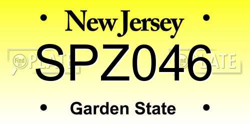 SPZ046 New Jersey License Plate