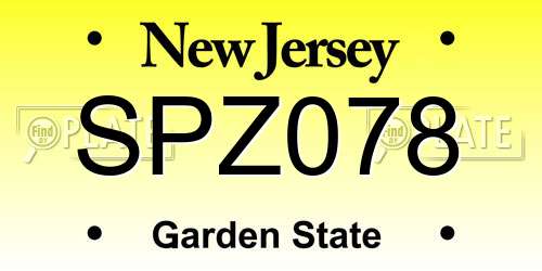 SPZ078 New Jersey License Plate