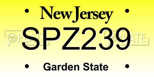 SPZ239 New Jersey License Plate
