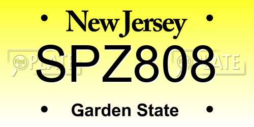 SPZ808 New Jersey License Plate