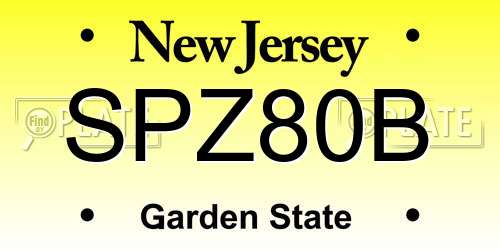SPZ80B New Jersey License Plate