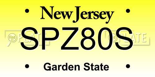 SPZ80S New Jersey License Plate