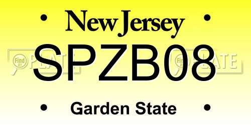SPZB08 New Jersey License Plate
