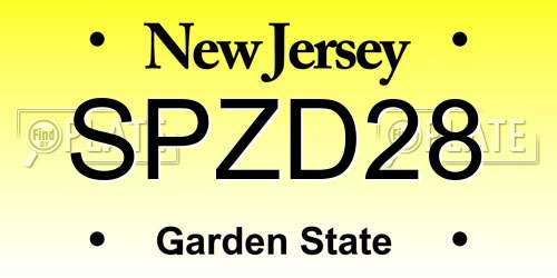 SPZD28 New Jersey License Plate