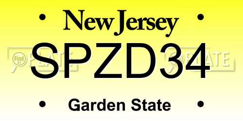 SPZD34 New Jersey License Plate