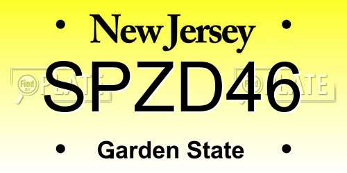 SPZD46 New Jersey License Plate