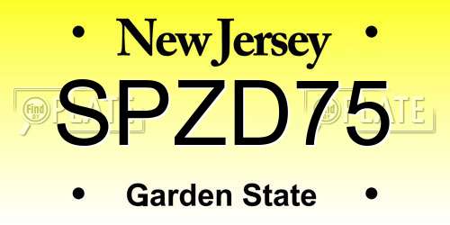SPZD75 New Jersey License Plate