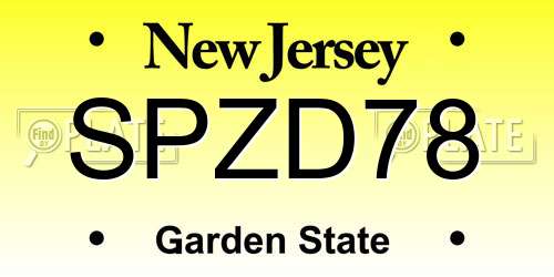 SPZD78 New Jersey License Plate