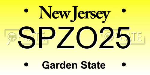 SPZO25 New Jersey License Plate