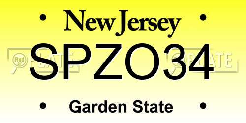 SPZO34 New Jersey License Plate