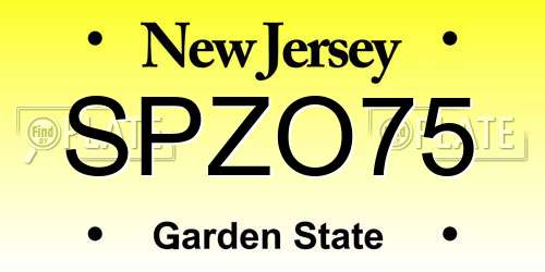 SPZO75 New Jersey License Plate