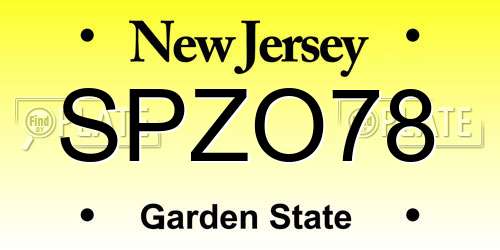 SPZO78 New Jersey License Plate
