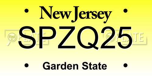 SPZQ25 New Jersey License Plate