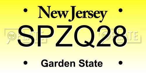 SPZQ28 New Jersey License Plate