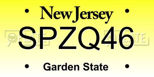 SPZQ46 New Jersey License Plate