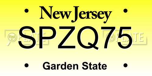 SPZQ75 New Jersey License Plate
