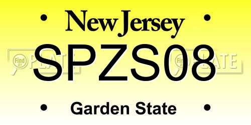 SPZS08 New Jersey License Plate