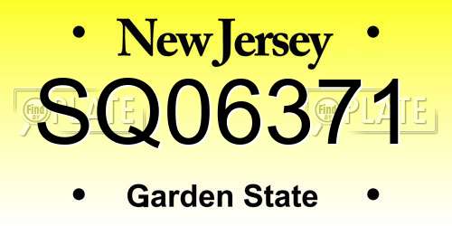SQ06371 New Jersey License Plate