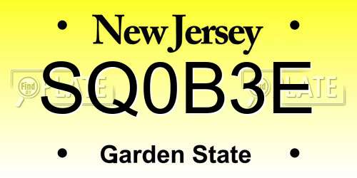 SQ0B3E New Jersey License Plate