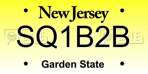 SQ1B2B New Jersey License Plate