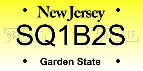 SQ1B2S New Jersey License Plate
