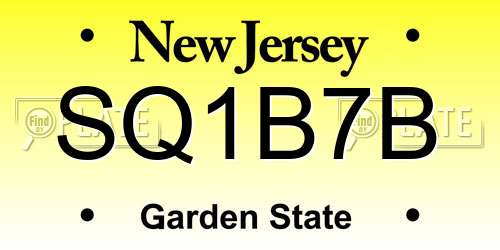 SQ1B7B New Jersey License Plate