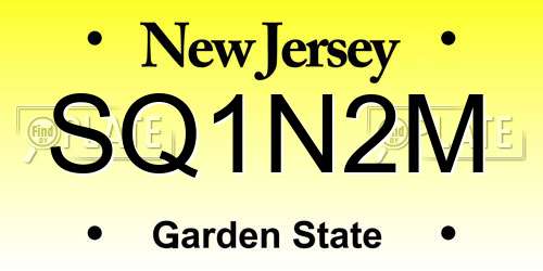 SQ1N2M New Jersey License Plate